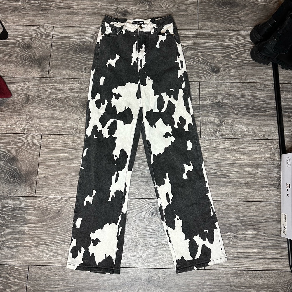 Cow Print Denim Jeans